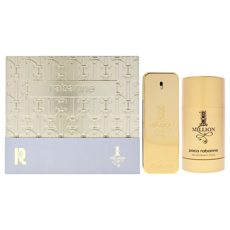 Paco Rabanne 1 Million by Paco Rabanne for Men - 2 Pc Gift Set 3.4oz EDT Spray, 2.3oz Deodorant Stick 2 Pc Gift Set