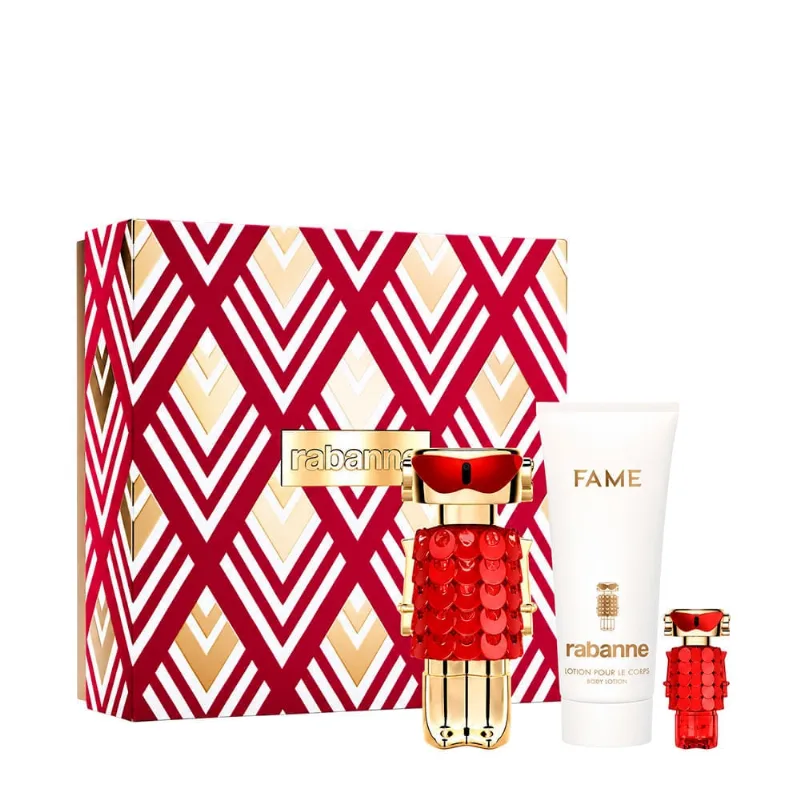 Kit Rabanne Fame In Love Feminino - Parfum Elixir 80ml + 4ml + Body Lotion 100ml Kit