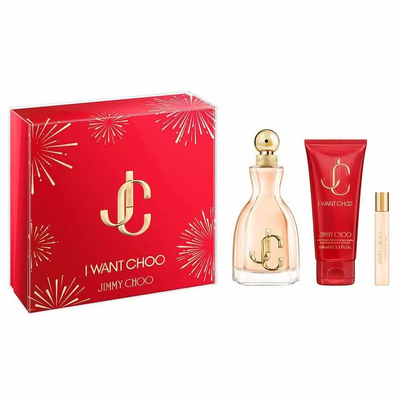 Coffret Jimmy Choo I Want Choo Kit - Perfume Feminino EDP + Hidratante + Travel Size Kit