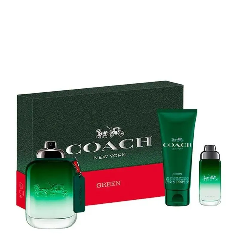 Conjunto De Perfume E Gel De Banho Coach Green 100ml Para Homens