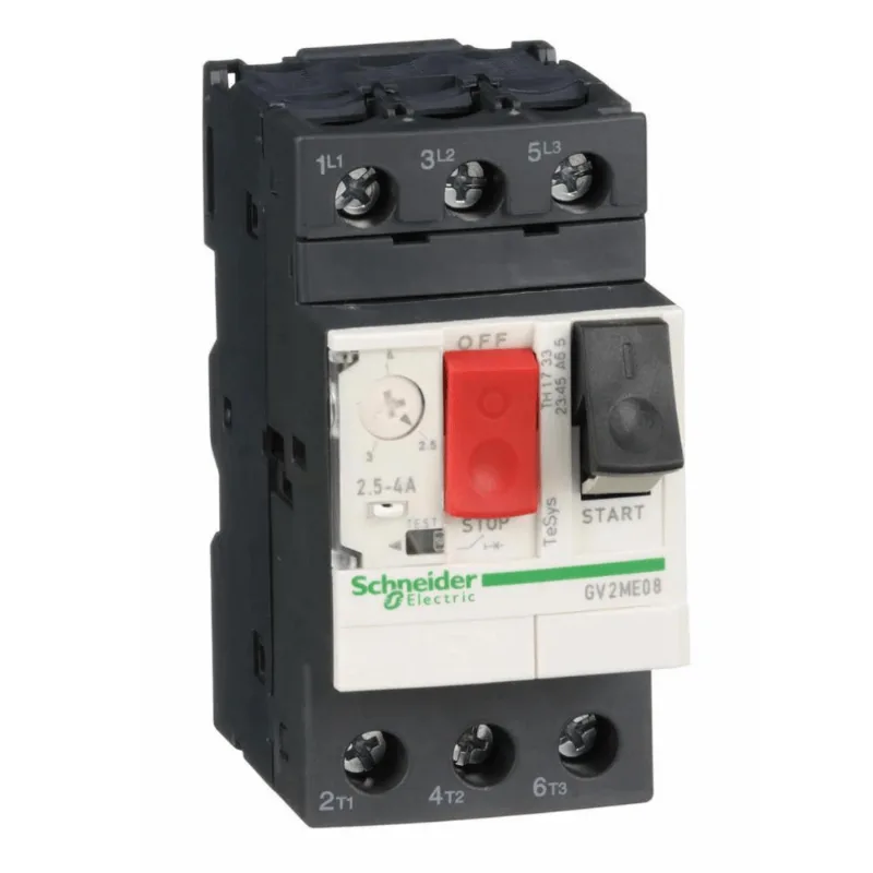 Disjuntor Motor Tesys GV2 3P 2 A 4A Até 690V 50/60Hz Botão De Impulsão GV2ME08 Schneider