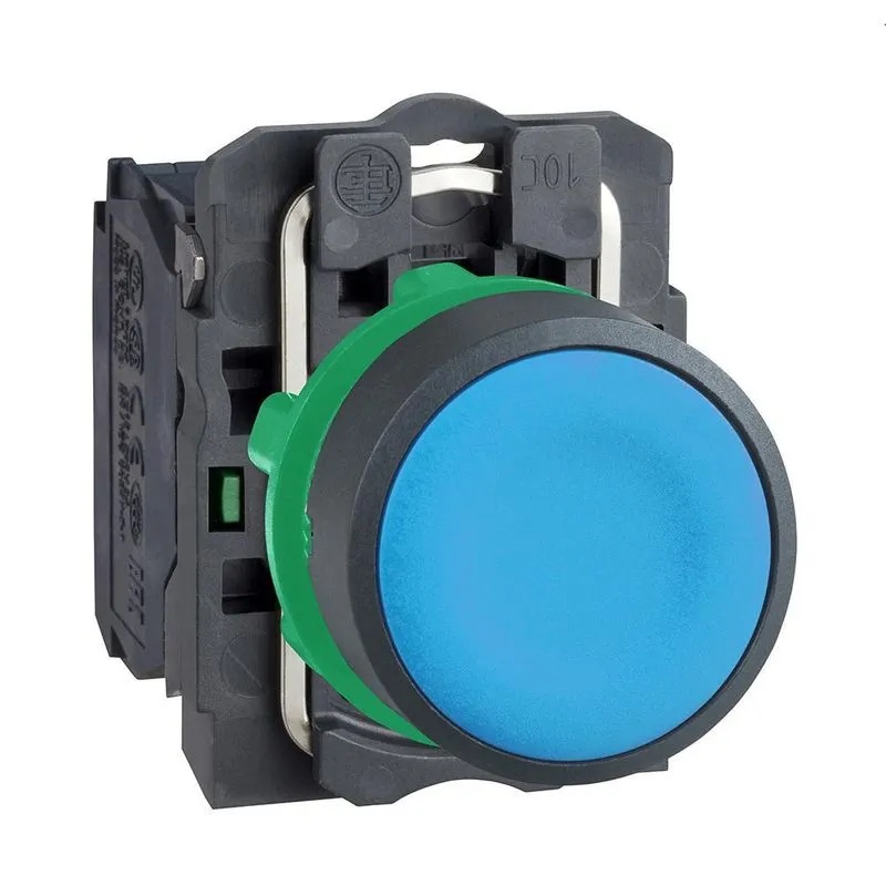 Botão 22mm Plástico Retorno Por Mola Azul Na Xb5aa61