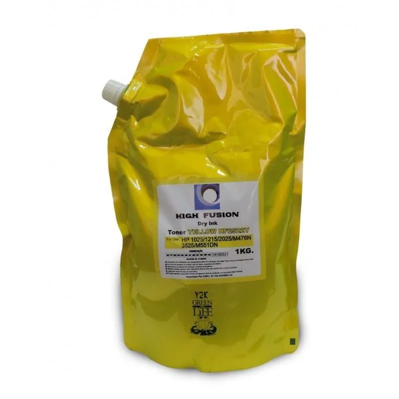 Refil Pó Toner 1 Kg High Fusion Yellow Hf2522 P/ Hp Color Universal Performance