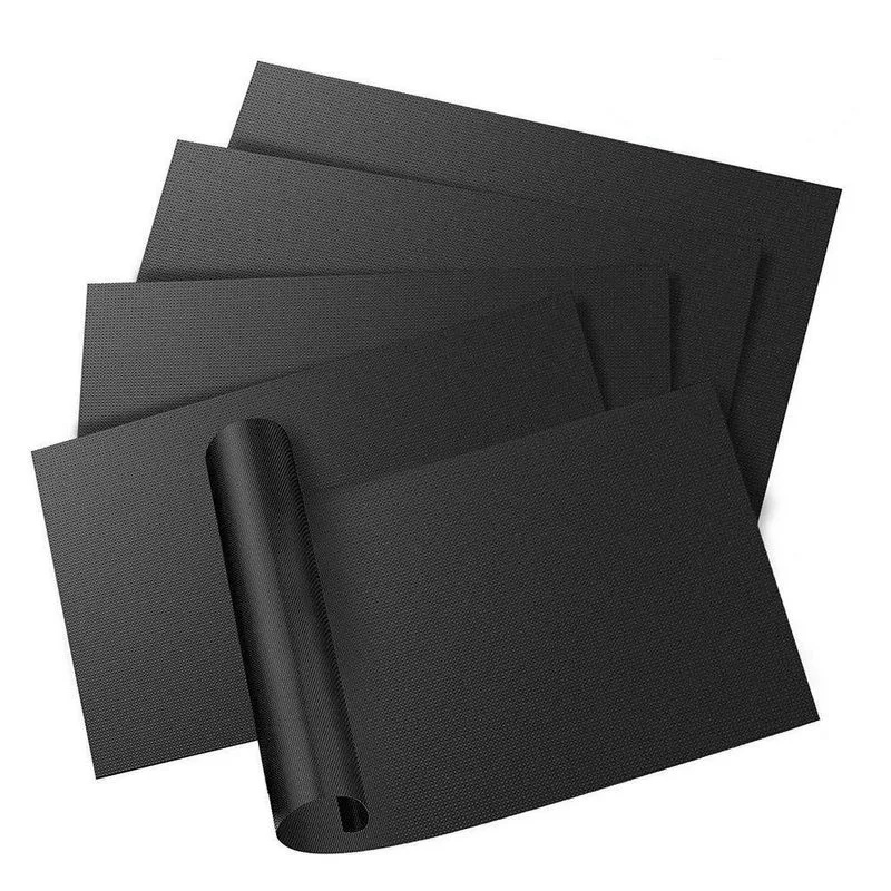 3 Folhas Manta Teflon Antiaderente Forno Churrasqueira Preta