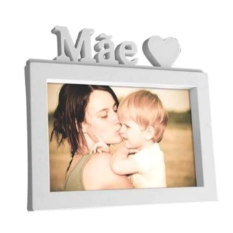 Porta Retrato Mãe 20x15 Cm Branco Decorativo Plástico