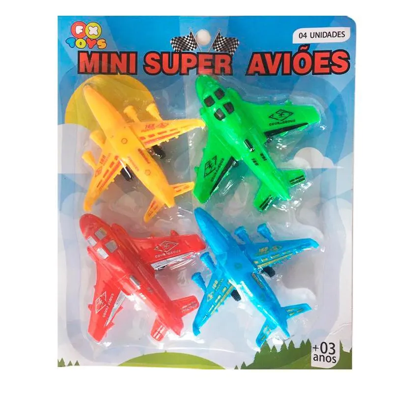 Kit 4 Aviões De Brinquedo Fricção Várias Cores