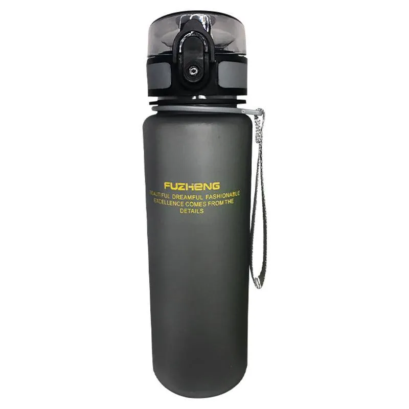 Garrafa Fitness Água Academia Squeeze Plástico 600ml Cinza