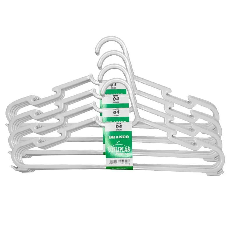 Cabide Adulto Branco Camisa Kit 16 Unidades 39cm Plástico