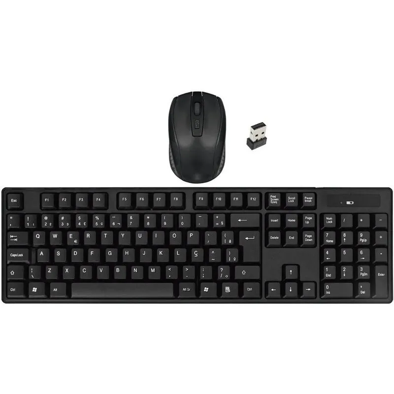 Kit Teclado Para Pc E Notebook Mouse Sem Fio Óptico + Pilhas