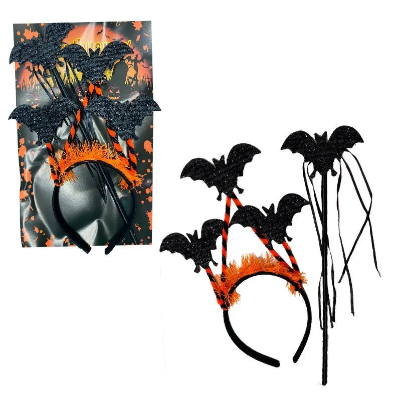 Kit Fantasia Morcego Tiara E Varinha Halloween Infantil