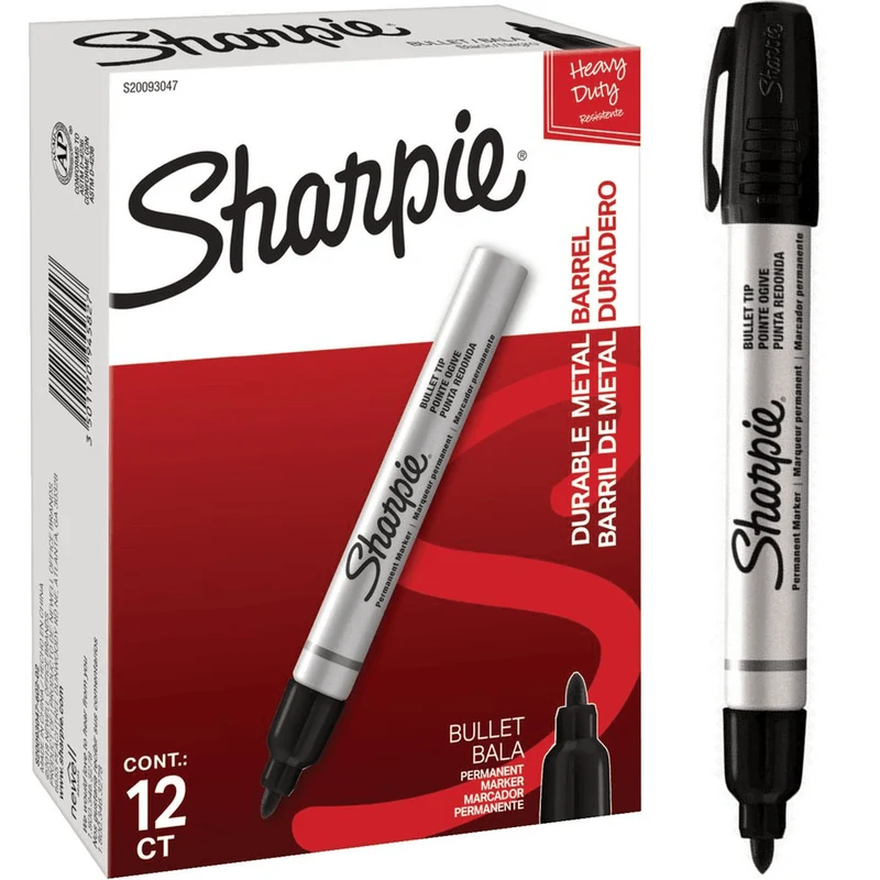 Sharpie Permanent Marker 1.5mm Metal Barrel Black (12) SuperOffice