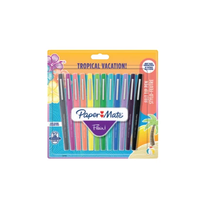 Papermate Paper Mate Flair Fineliner Set – 12 Stk., 0,7 mm, 12 Farben, Tropical Vacation