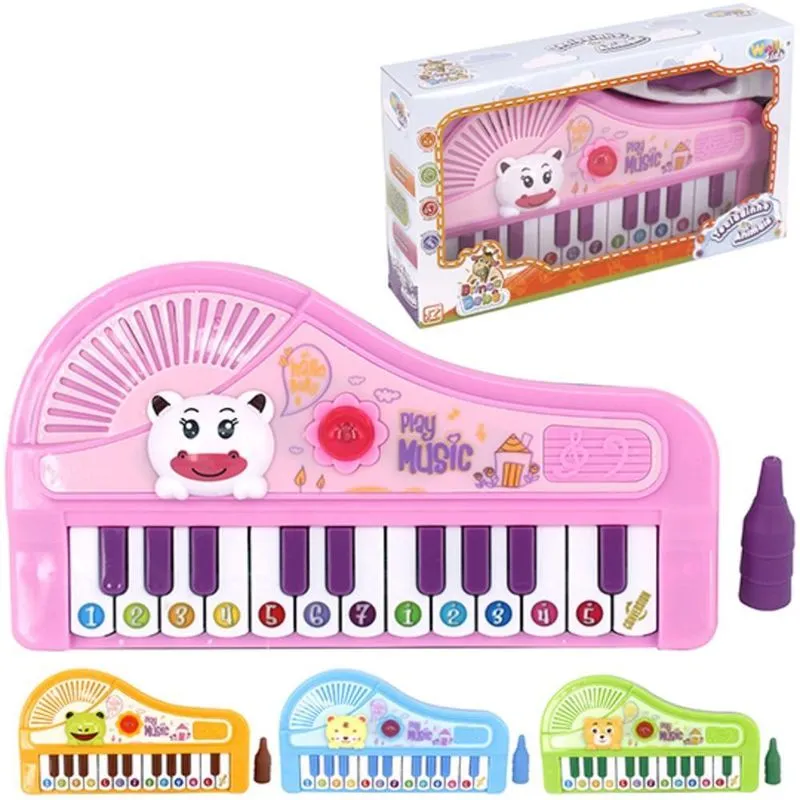Piano Teclado Infantil 14 Teclas Musical Animaizinhos Som Luz Cantigas E Notas Menino Menina Verde