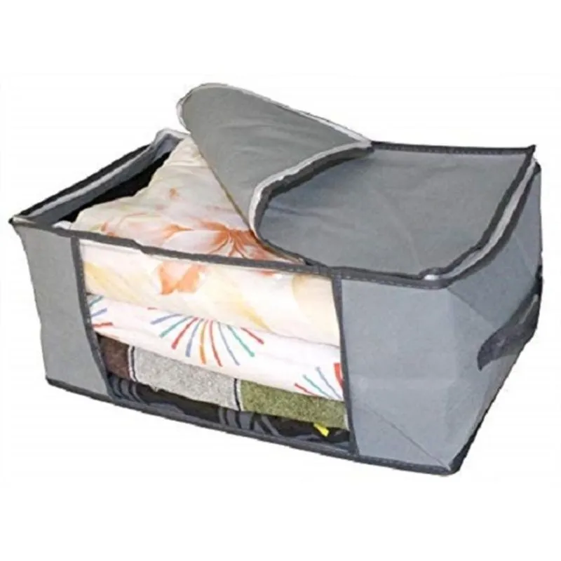 Kit 5 Caixa Organizadora Com Ziper E Alça Multiuso Para Guarda Roupas Organizador Cinza Luxo Kangur