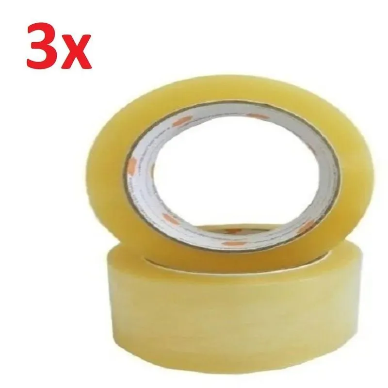 Kit 3 Fita Adesiva Transparente 100 Metros 45mm X 100m Para Caixa De Papelao Pacotes Embalagem Ecommerce