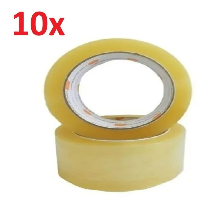 Kit 10 Fita Adesiva Transparente 100 Metros 45mm X 100m Para Caixa De Papelao Pacotes Embalagem Ecommerce