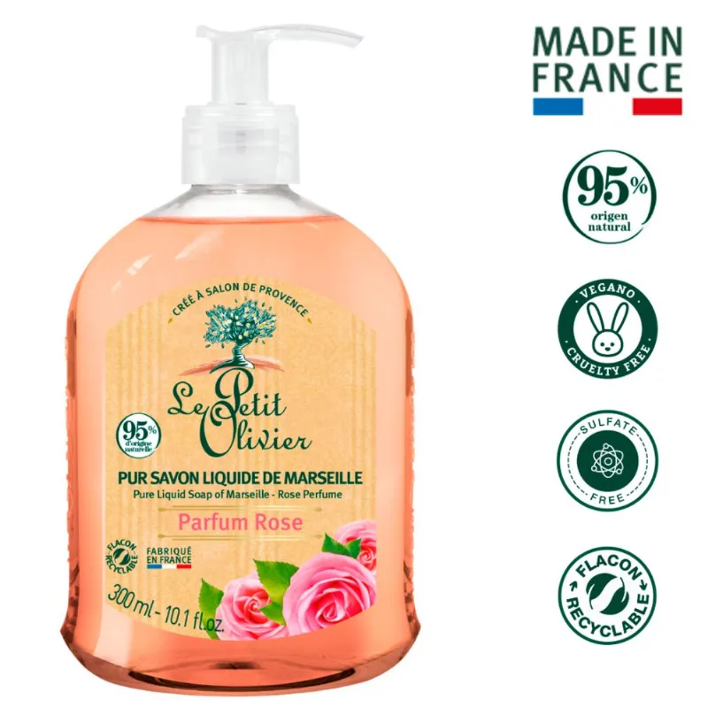 Jabón Líquido de Marseilles Le Petit Olivier Rosa 300 ml