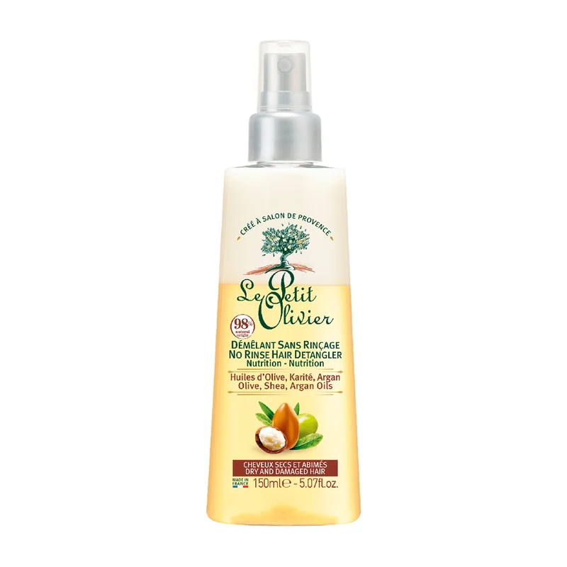 Spray Desenredante Cabello Seco y Dañado 150ml, Le Petit Olivier SIN SABOR