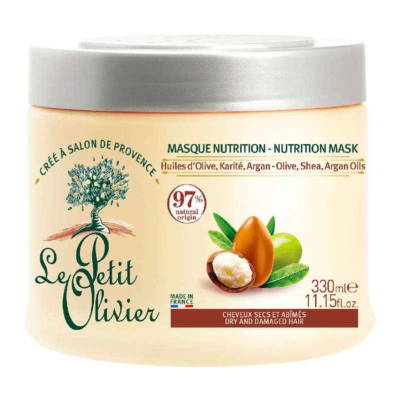 Mascara Nutriente Cabello Seco y Dañado 330ml, Le Petit Olivier SIN SABOR