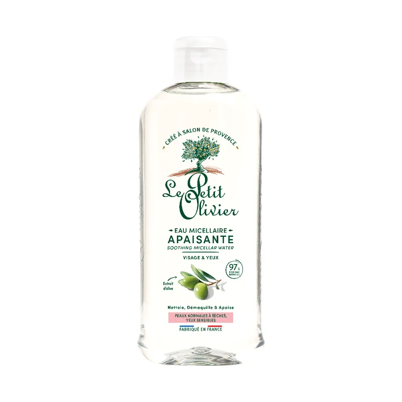 Agua Micelar para Rostro y Ojos 3 en 1 Oliva Hidratante 400ml, Le Petit Olivier SIN SABOR