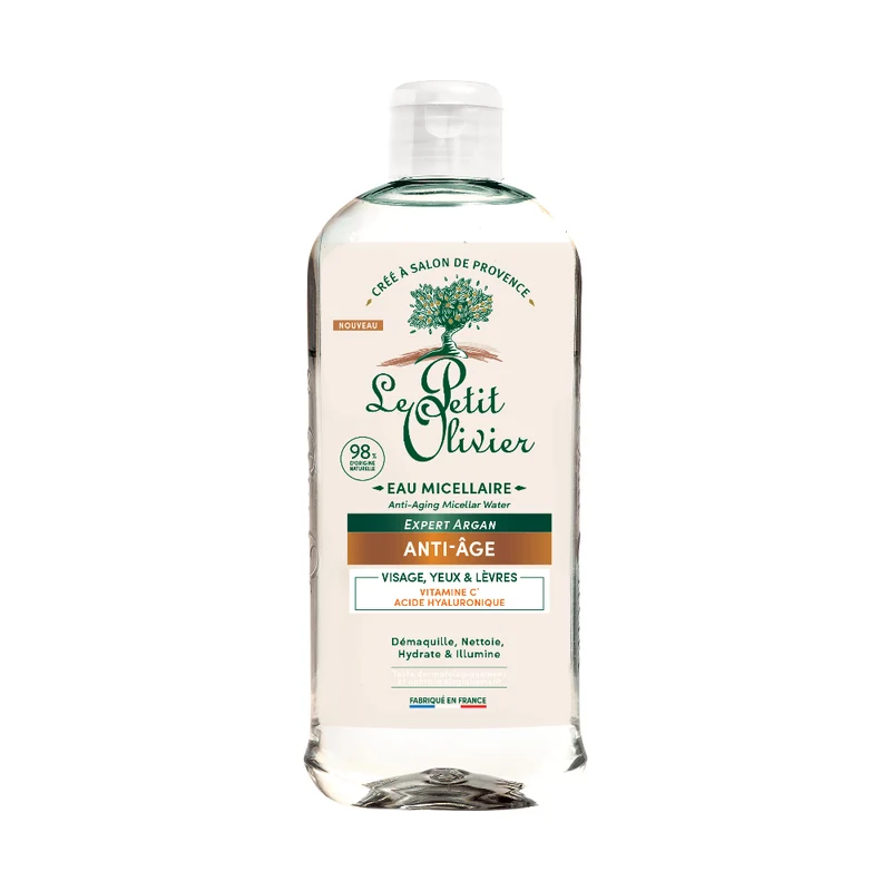 Agua Micelar Antiedad Vitamina C y Acido Hialuronico 400ml, Le Petit Olivier SIN SABOR