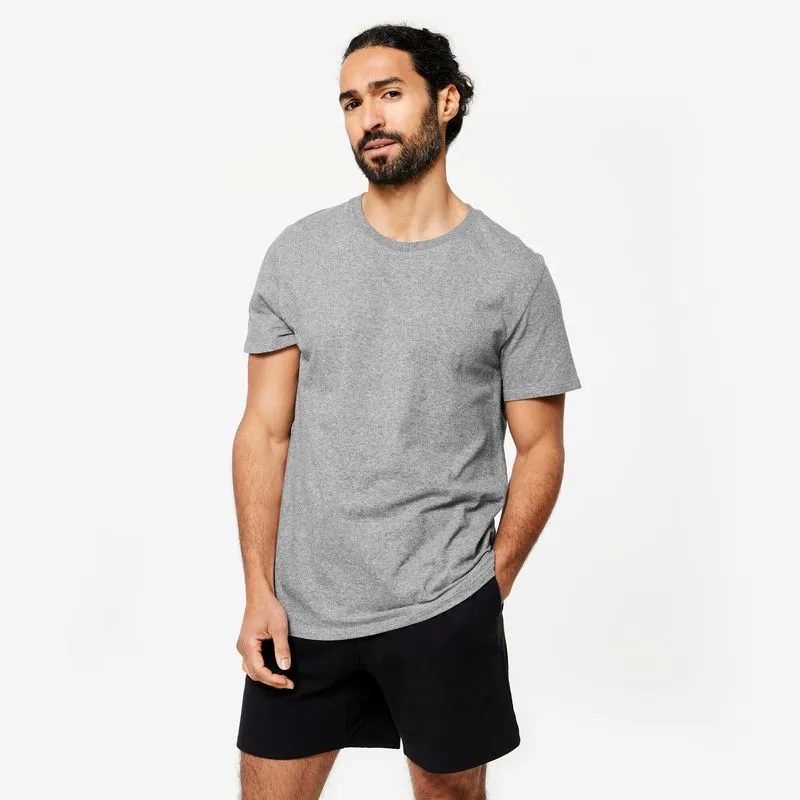 Camiseta Masculina de Essentiel Domyos Cinza T-Shirt de Fitness Homem Sportee 100 Cinzento, 5G