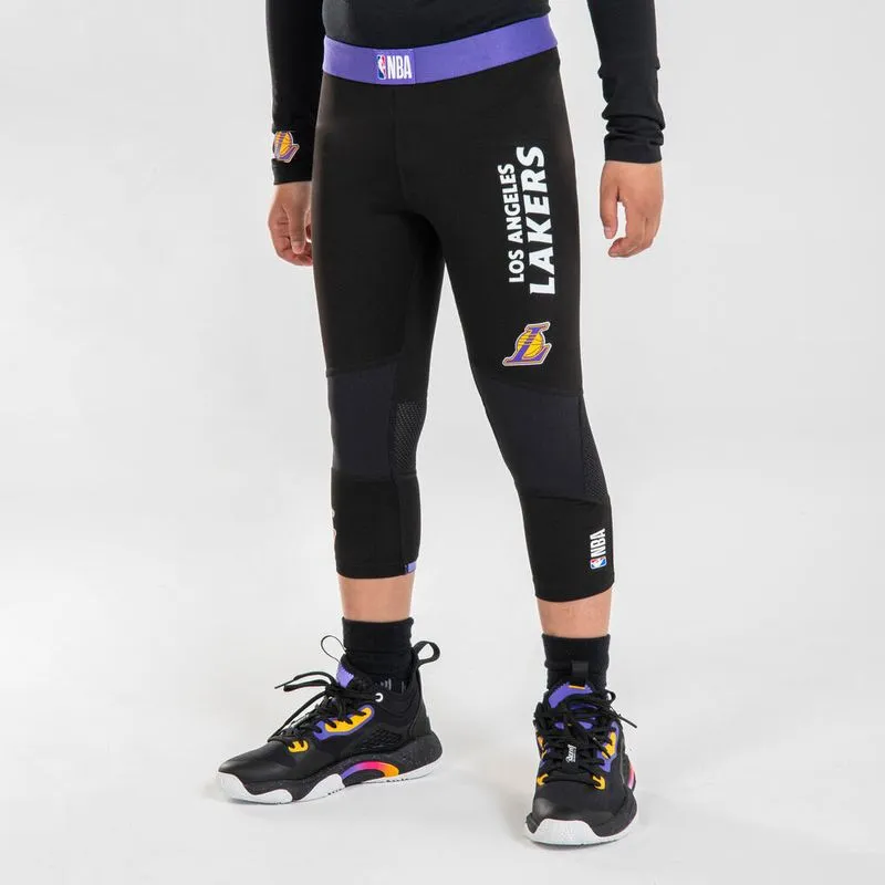 Calça Térmica 3/4 Infantil de Basquete 500 Nba Los Angeles Lakers Tarmak Preta - 14-15 ANOS
