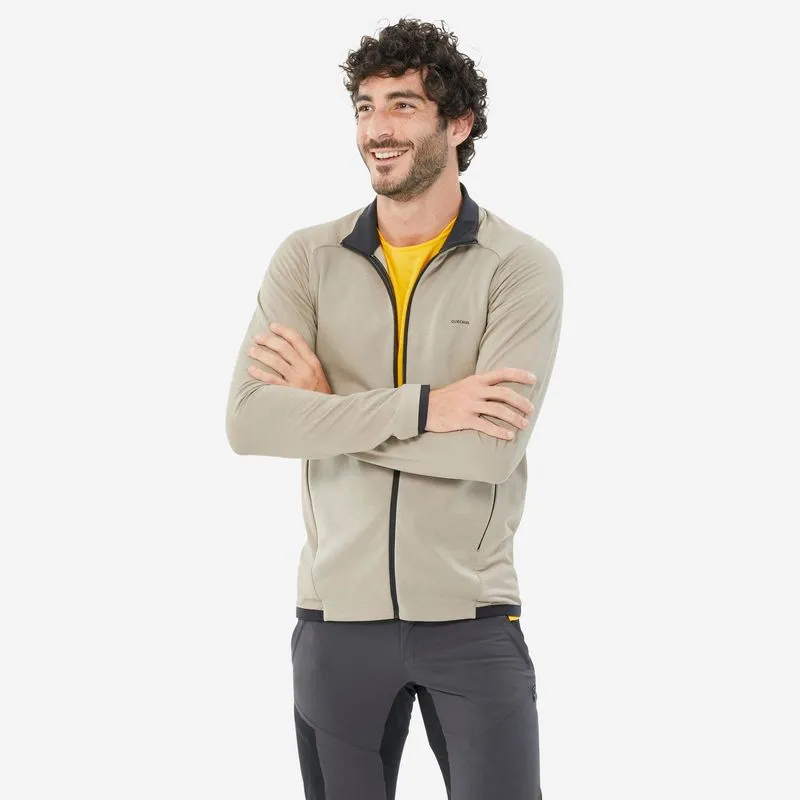 Jaqueta Masculina de Trilha MH500 Fleece Light Quechua Bege Fleece Masculino de Trilha MH500 Light Quechua Bege, M
