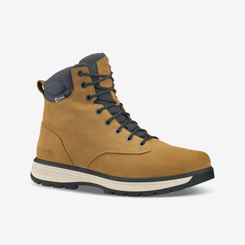 Bota Masculina de Trilha Impermeável na Neve Sh100 X Warm em Couro Quechua Marrom Chaussures en cuir chaudes et imperméables de randonnée - sh500 high - homme, 37 BR