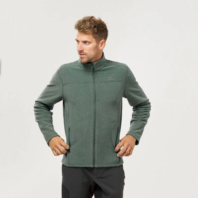 Blusa Fleece Masculina de Trilha Térmica MH100 Quechua Verde Blusa Fleece Térmica com Zíper Masculina de Trilha, P