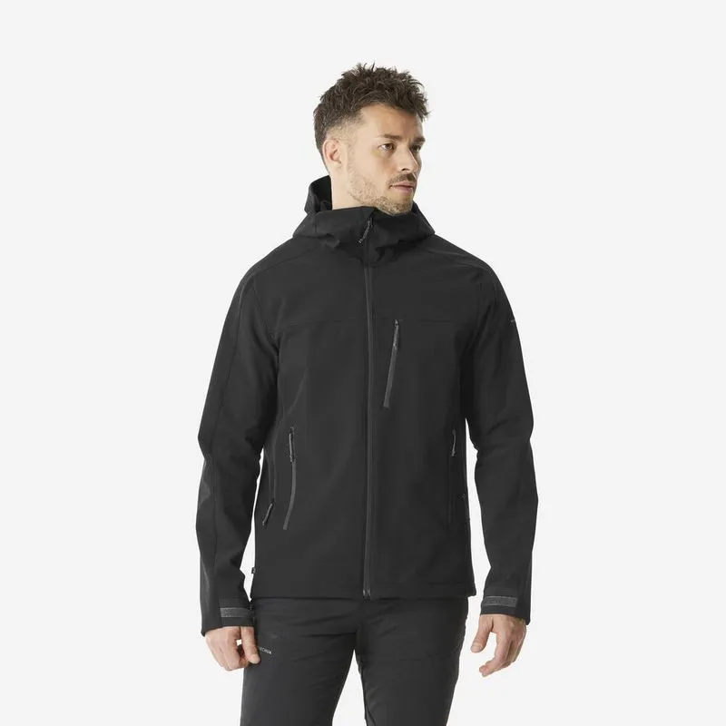 Jaqueta Masculina de Trilha Softshell 500 Forclaz Preta- GG