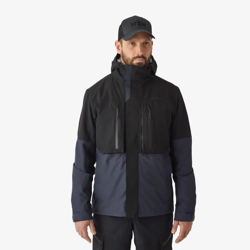 Casaco Masculino de Pesca 500 Caperlan Cinza Casaco Impermeável Masculino de Pesca FJ 500 WPF, M.