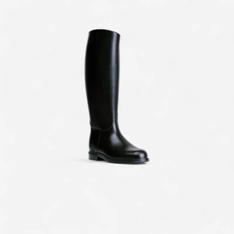 Bota Adulta de Hipismo 100 Fouganza Preta Bota de hipismo de borracha, 38 BR