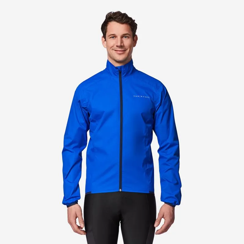 Jaqueta Masculina de Ciclismo Impermeável Van Rysel Azul JAQUETA CICLISMO CORTA CHUVA RC100, 3G