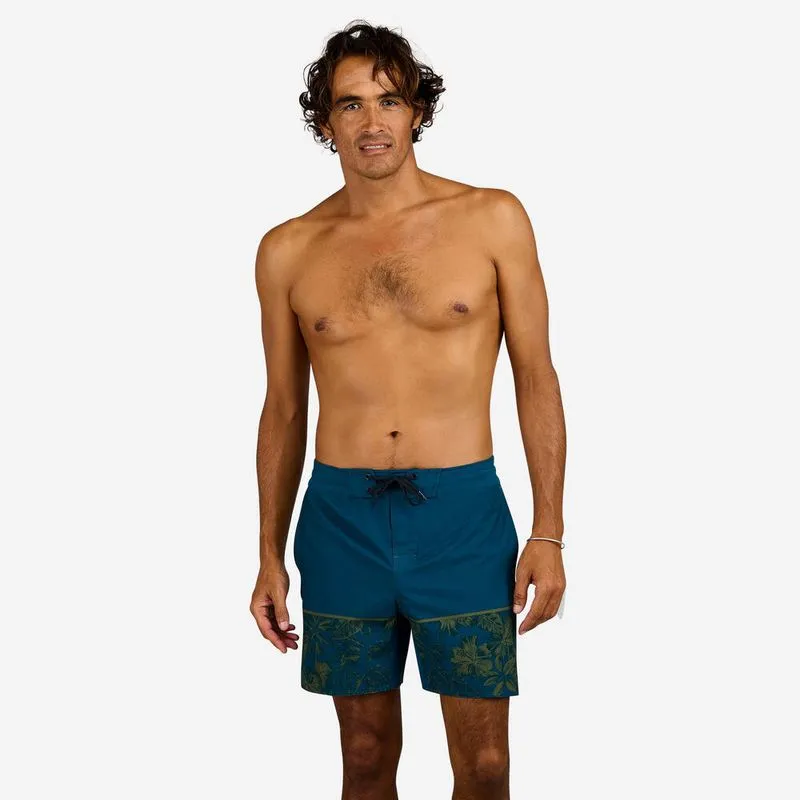 Bermuda Masculina de Surf 500 17" Bolso com Zíper Olaian Azul Turquesa - 42