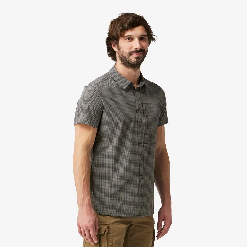 Camisa Masculina para Trilha de Manga Curta NH500 Fresh Forclaz Cinza Camisa Masculina para Trilha de Manga Curta NH500 Fresh Quechua Cinza, P