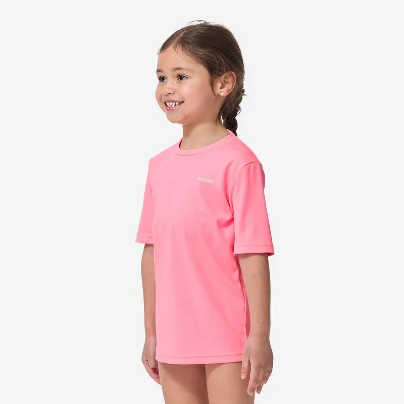 Camiseta Infantil de Surf com Proteção UV 100 Olaian Rosa - 7-8 ANOS