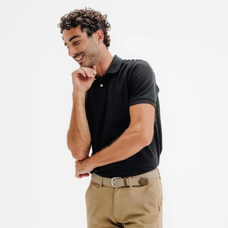 Camisa Polo Masculina de Golf MW500 Inesis Preta Polo Masculina de Golf MW500 Inesis, 3G