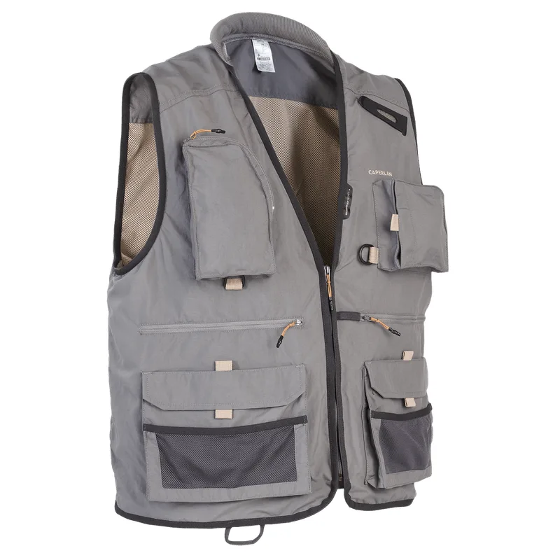 Colete Masculino de Pesca 500 Caperlan Cinza - P