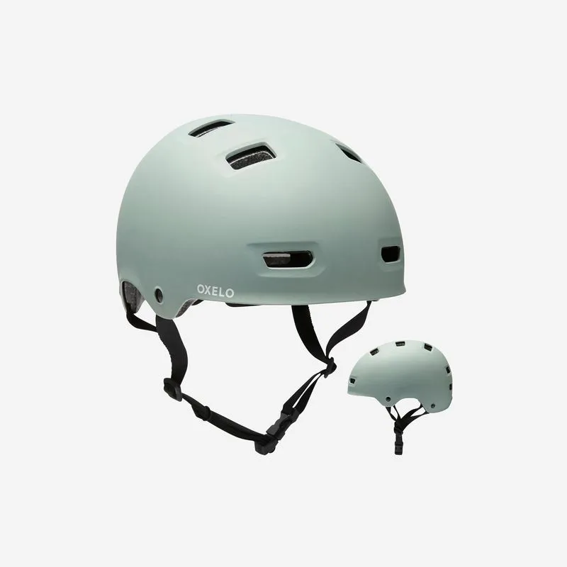 Capacete Adulto de Skate e Patins MF500 Oxelo Verde Capacete para Patins MF500, P