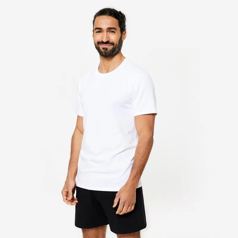 Camiseta Masculina de Treino Regular 100 Domyos Branca T-shirt de Fitness Homem Sportee 100 Branco, GG