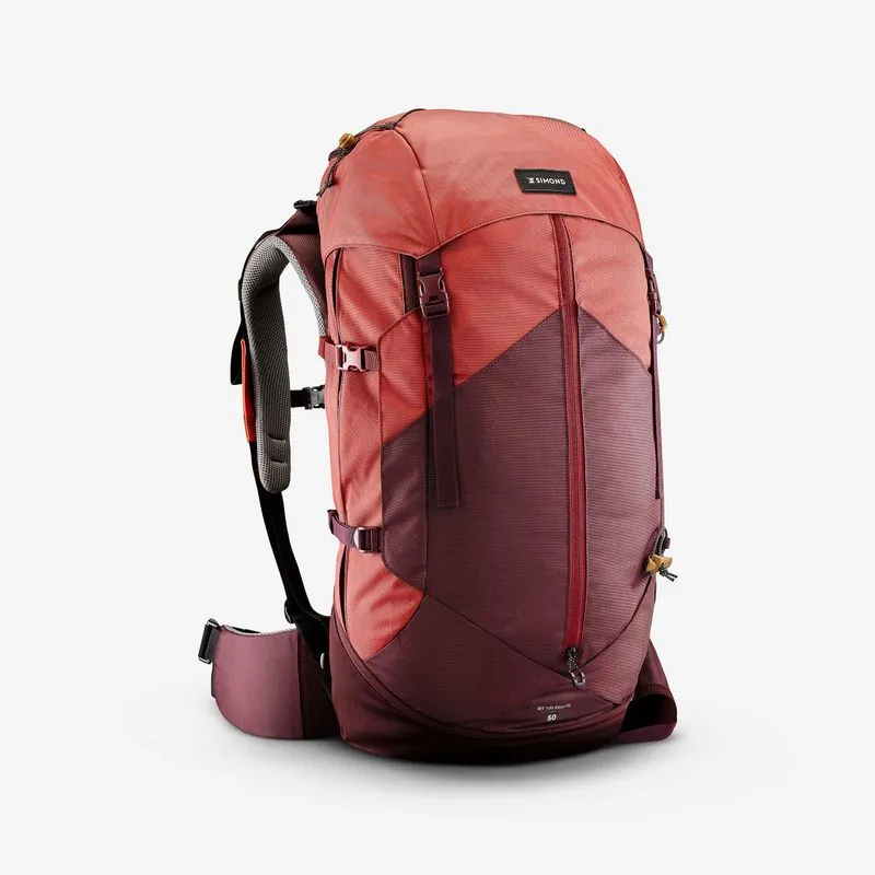 Mochila de Trekking 50L MT100 Easyfit Simond Vermelha Mochila feminina de trekking TREK100 50 Litros, Tamanho único