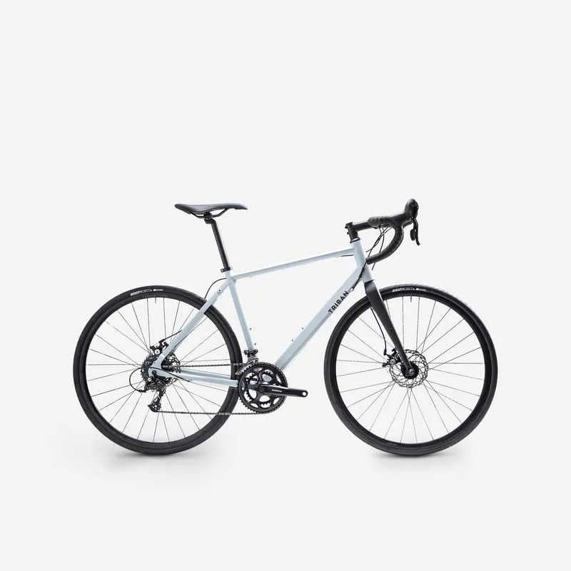 Bicicleta Adulto de Ciclismo Estrada RC120 Triban Cinza Claro - GG