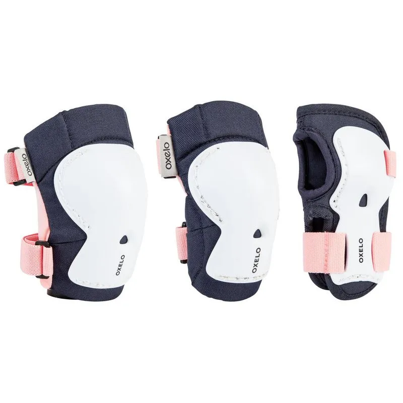 Kit Infantil de Proteção para Patins Oxelo Rosa e Branco - PP