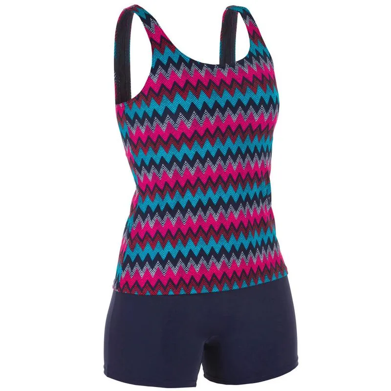 Sunquíni Feminino de Natação Heva Preto-rosa 1p 100 pa heva tanki all, uk 22 - eu 50 40
