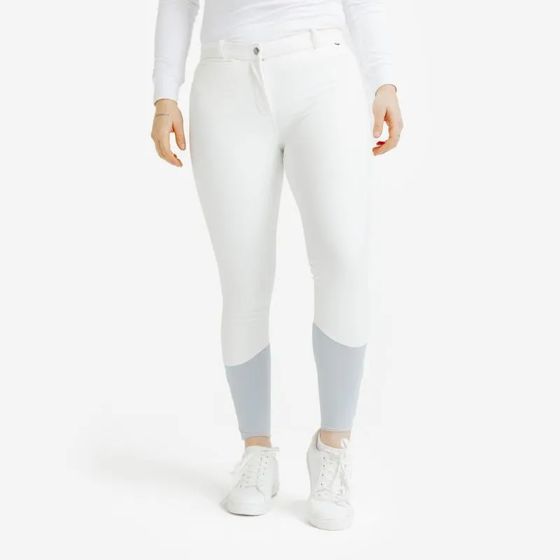 Culote Feminino de Hipismo Kipwarm 500 Fouganza Branco - GG