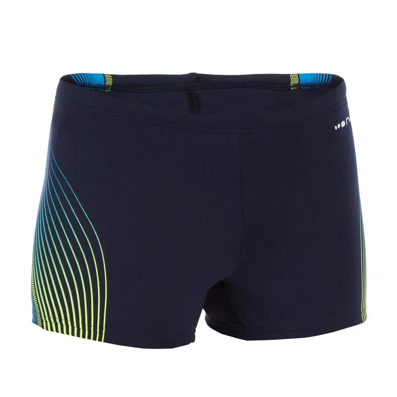 Sunga Boxer Infantil de Natação 500 Boxer 500 fit blue traco yellow* 8 years 10 ANOS