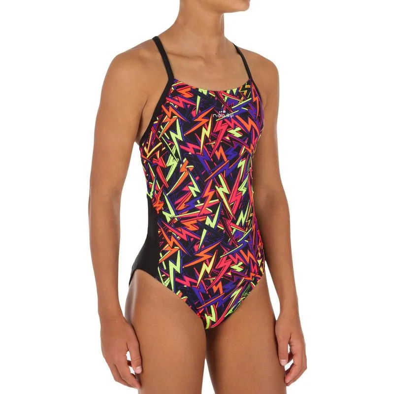 Maiô de natação infantil Rosa-verde 1PG LEXA 900 G SWIMSUIT, 160-166CM14-15Y
