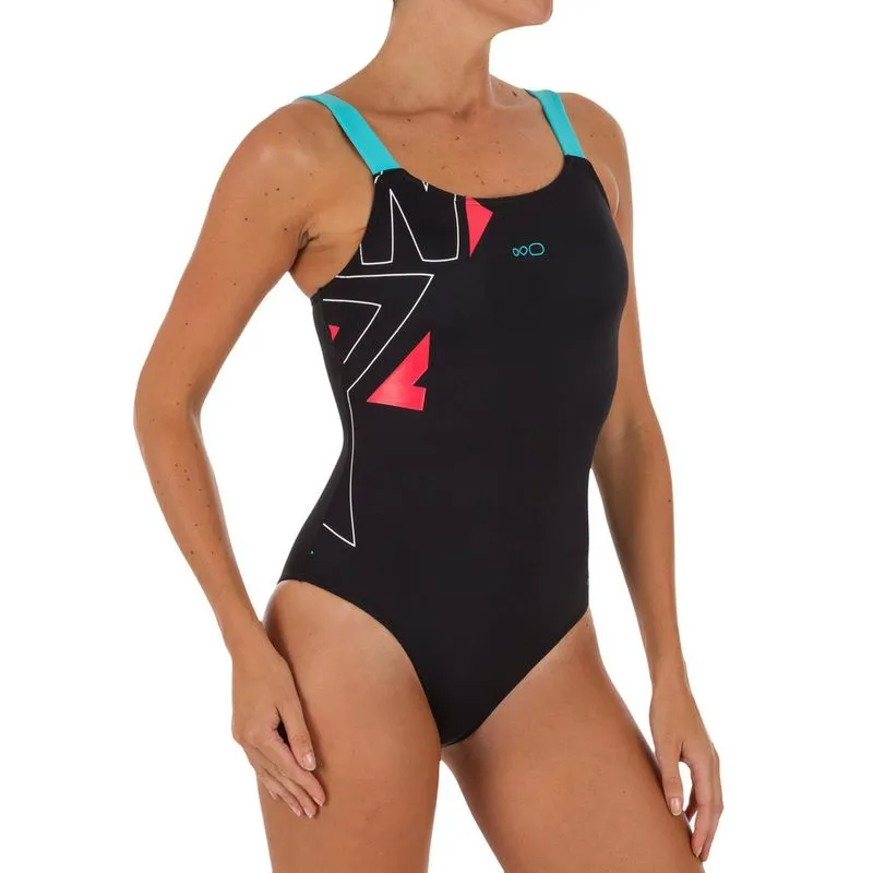 Maiô de natação tais feminino 1P 100 TAÏS GEO BLACK**, UK 10 - EU 38