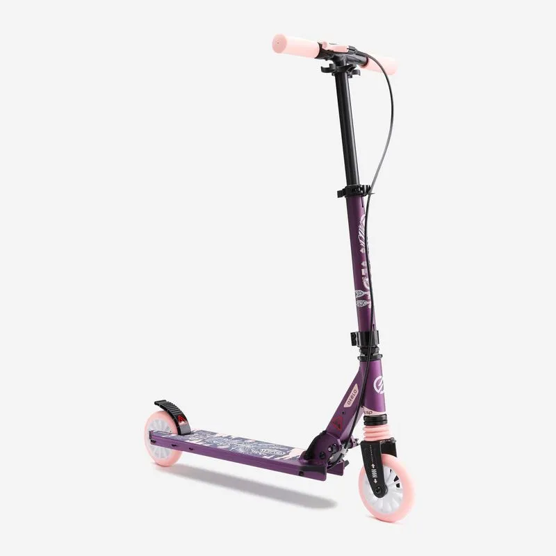 Patinete Infantil MID5 com Freio no Guidão e Suspensão Oxelo Roxo e Rosa - ÚNICO